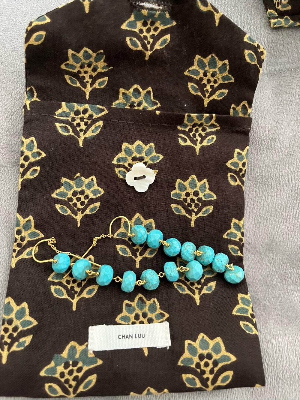Turquoise Bead Threader Drop Earrings - Gold by Chan Luu / NWOT
